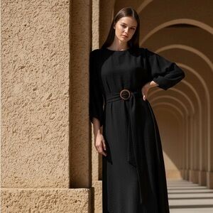 Chic Black Long Sleeve Maxi Dress